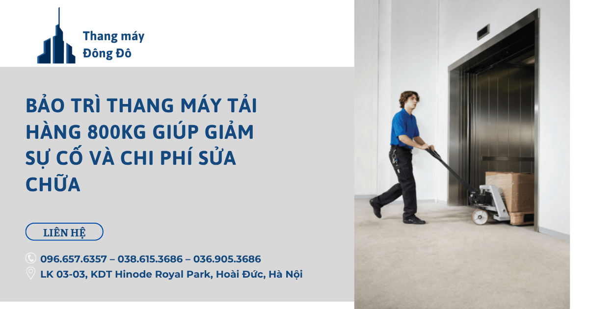 Bảo trì thang máy tải hàng 800kg giúp giảm sự cố và chi phí sửa chữa