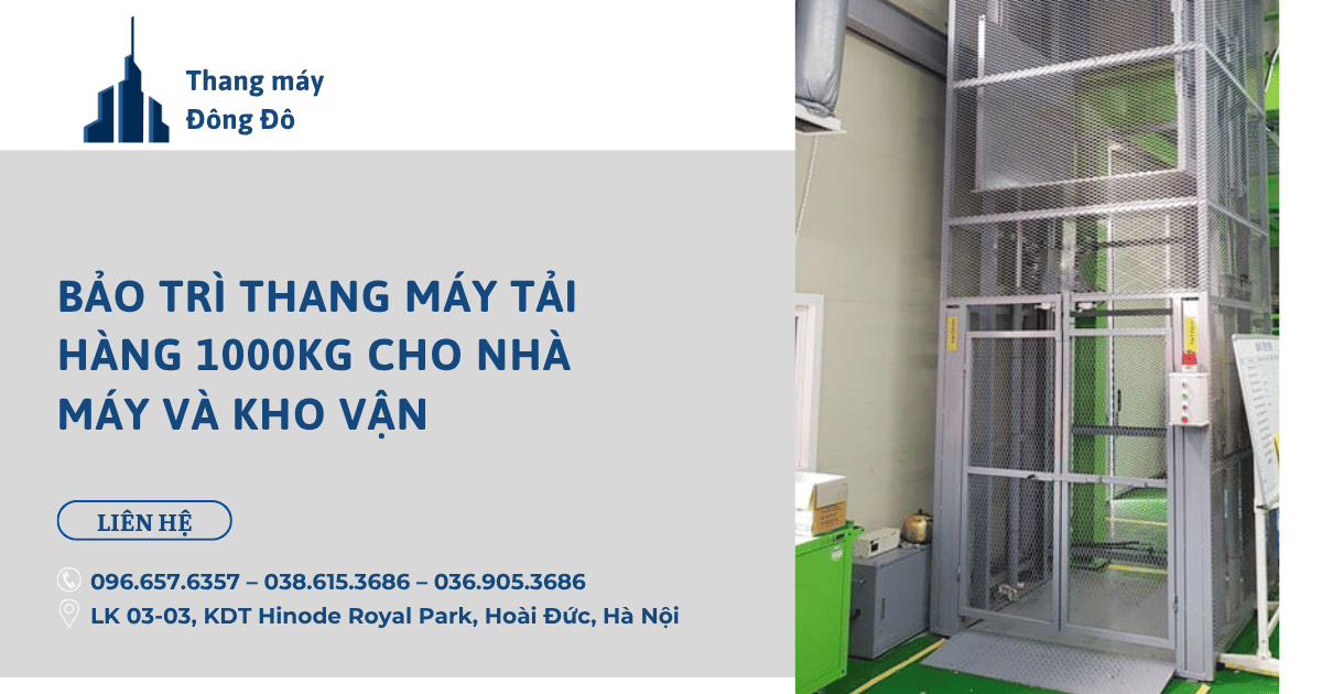 Bảo trì thang máy tải hàng 1000kg cho nhà máy và kho vận